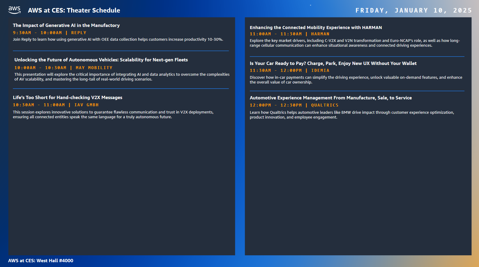 AWS at CES: Theater Schedule