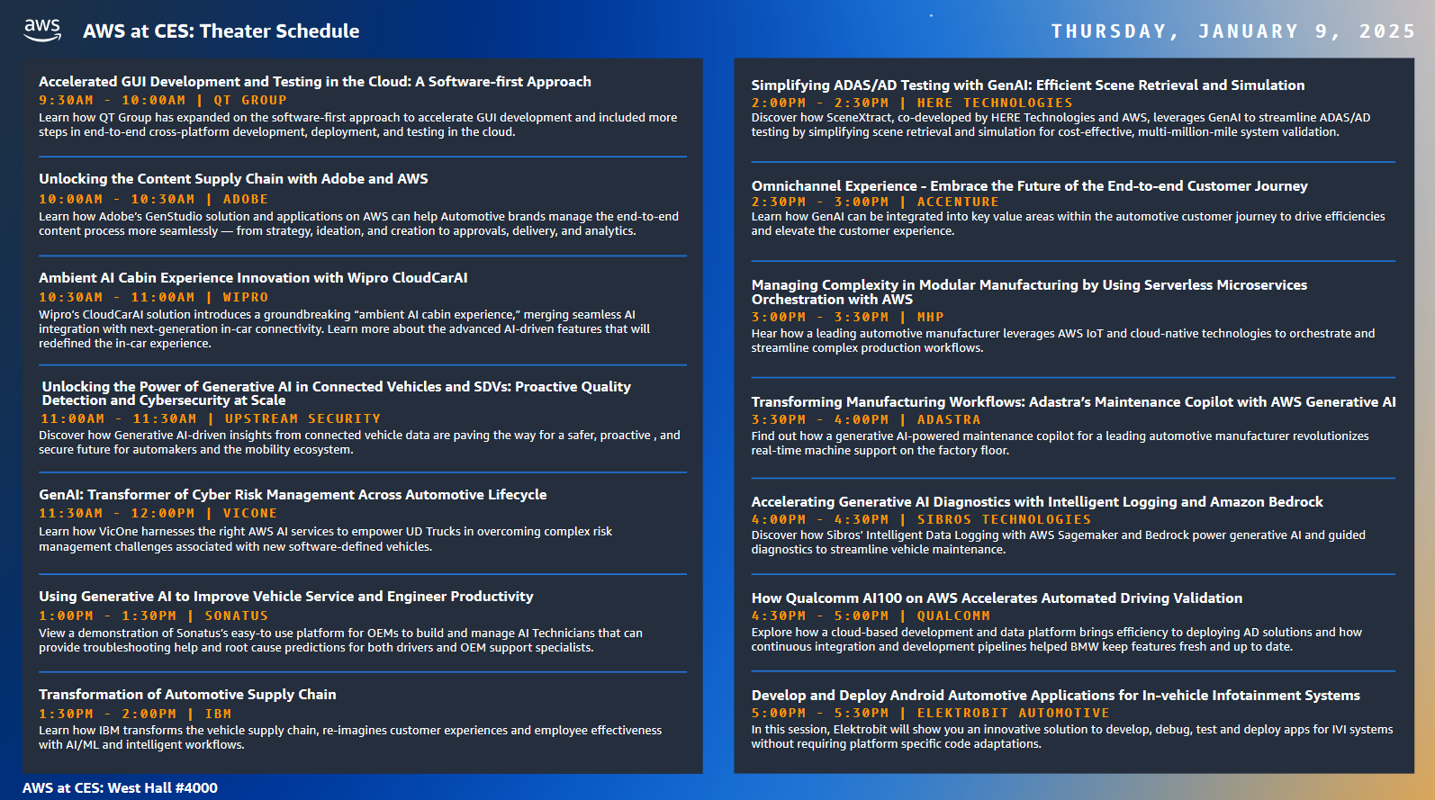 AWS at CES: Theater Schedule