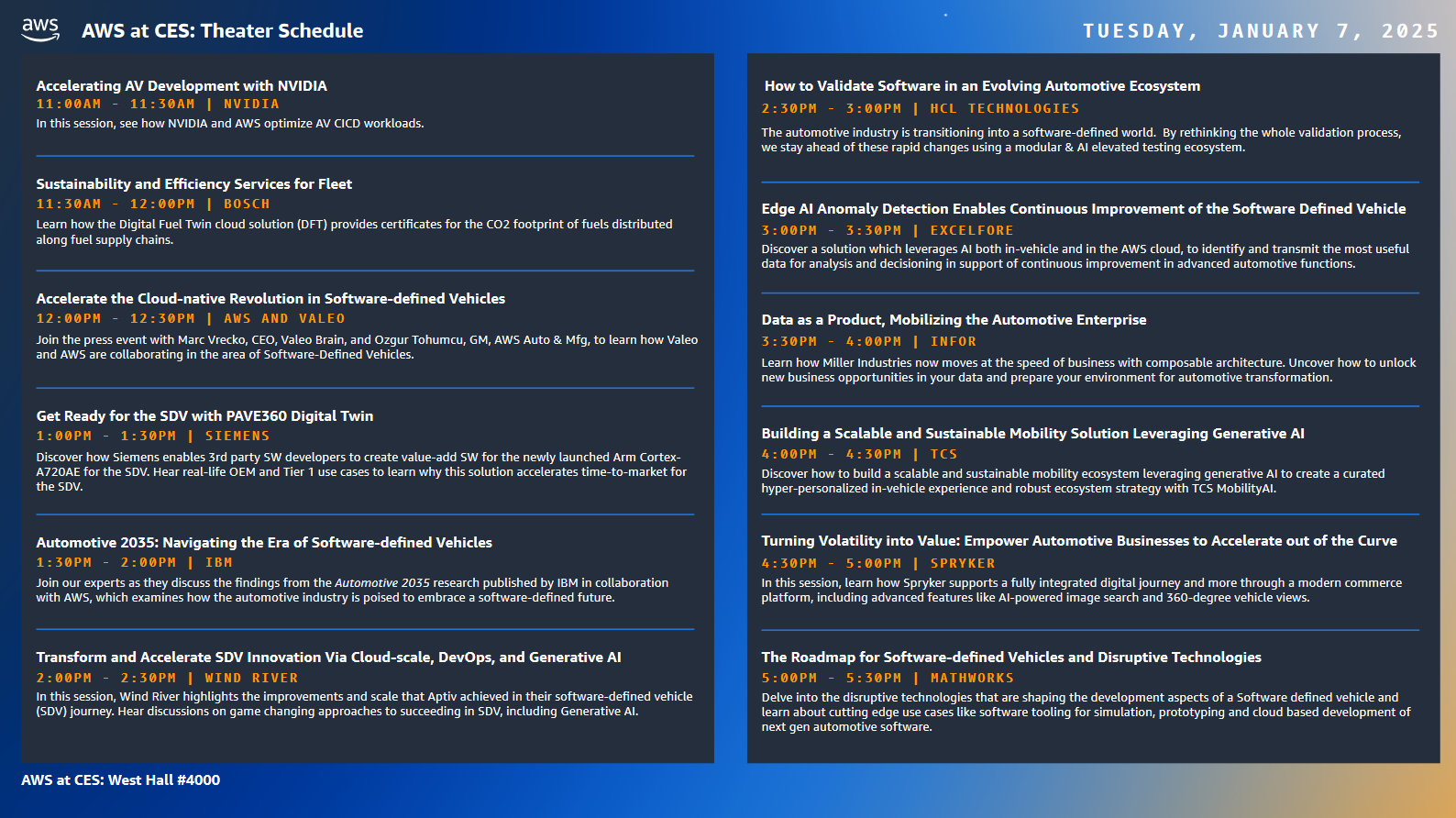 AWS at CES: Theater Schedule
