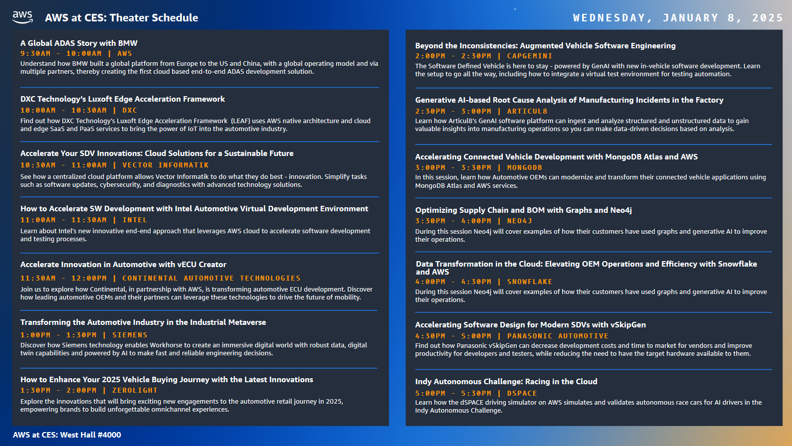 AWS at CES: Theater Schedule