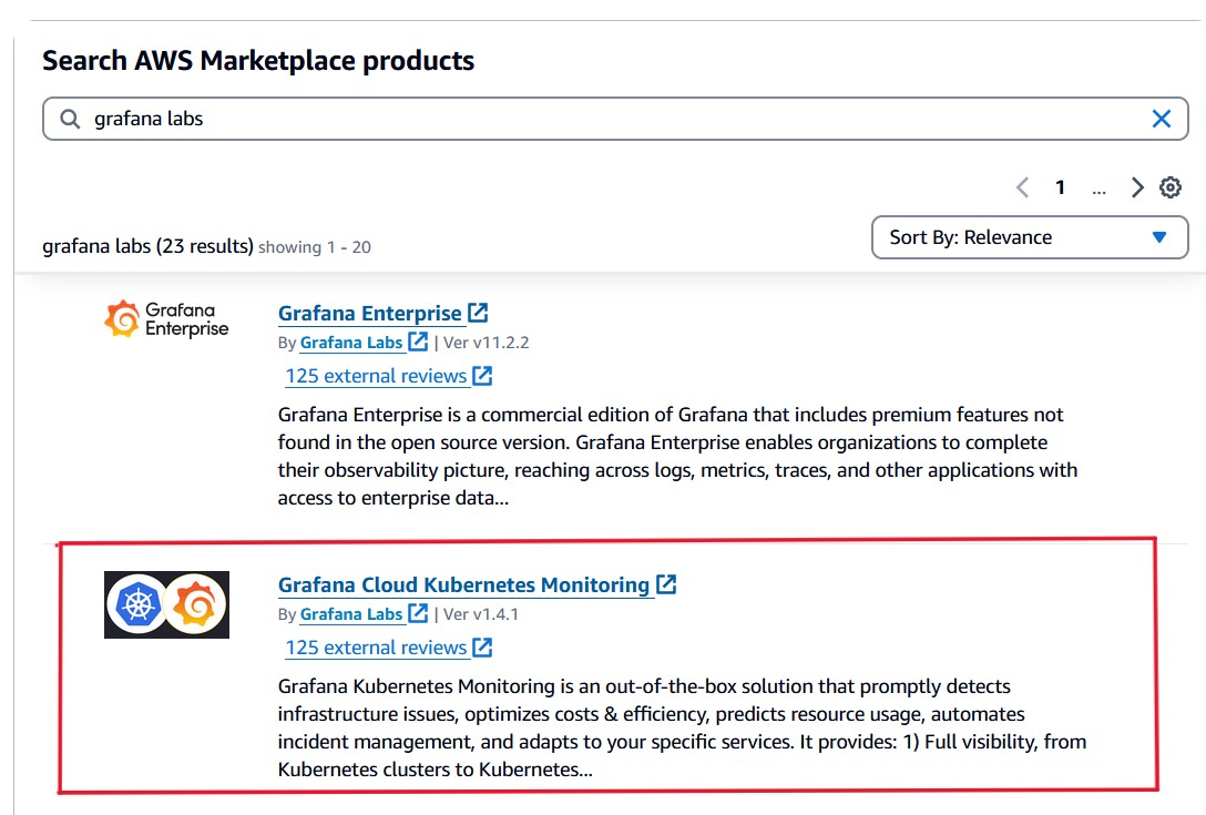 Search for Grafana Cloud Kubernetes Monitoring in AWS Marketplace Search for Grafana Cloud Kubernetes Monitoring in AWS Marketplace