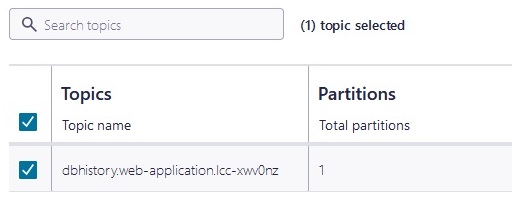 Topic dbhistory partitions Topic dbhistory partitions
