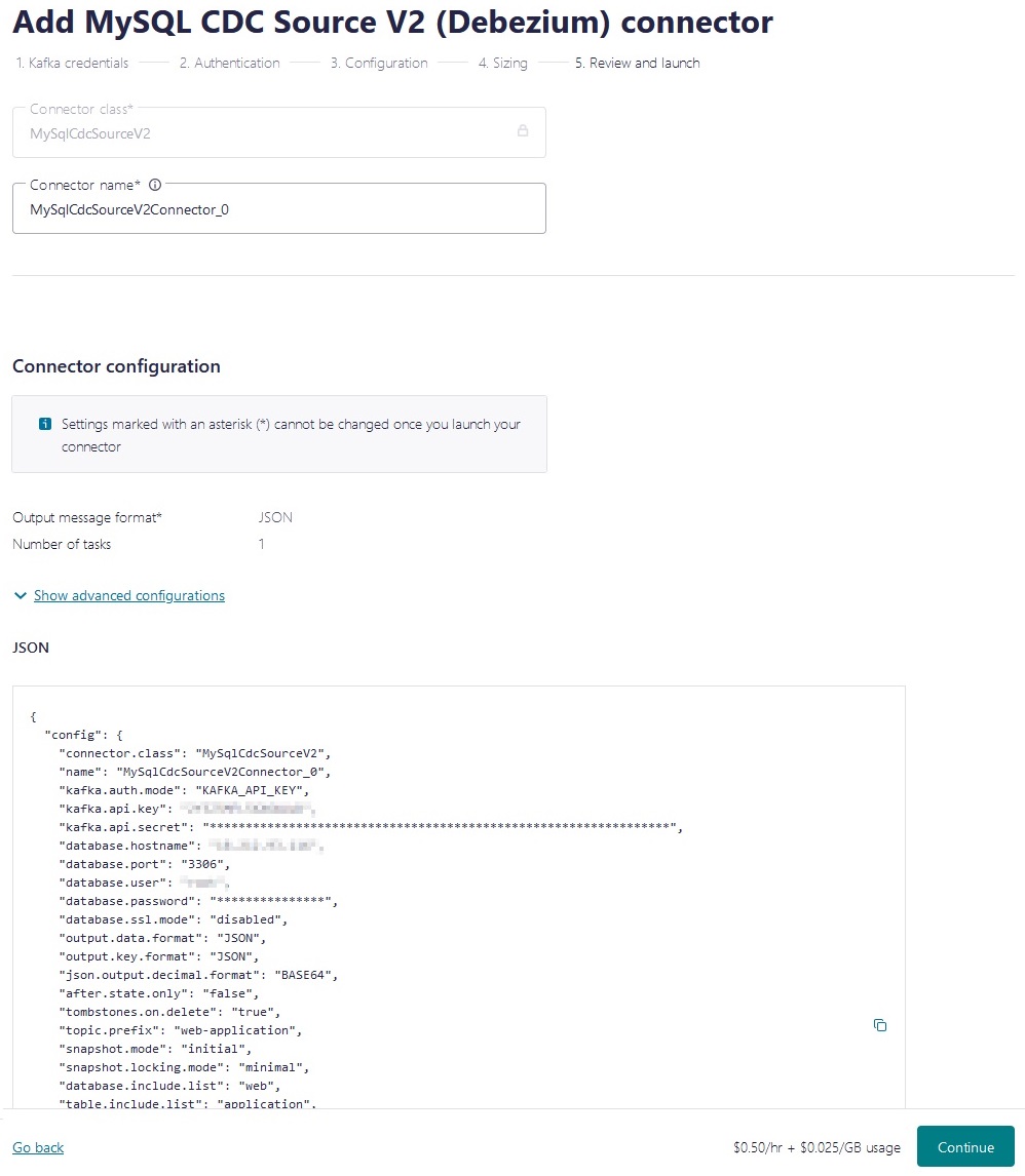 Add MySQL CDC Source V2 connector Review and launch Add MySQL CDC Source V2 connector Review and launch