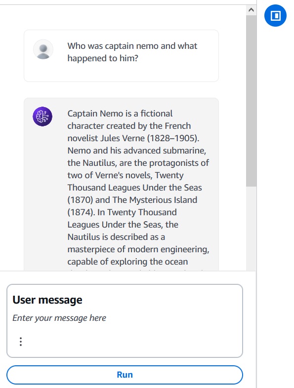 Redis Cloud message chat Captain Nemo response Amazon Bedrock Redis Cloud message chat Captain Nemo response Amazon Bedrock