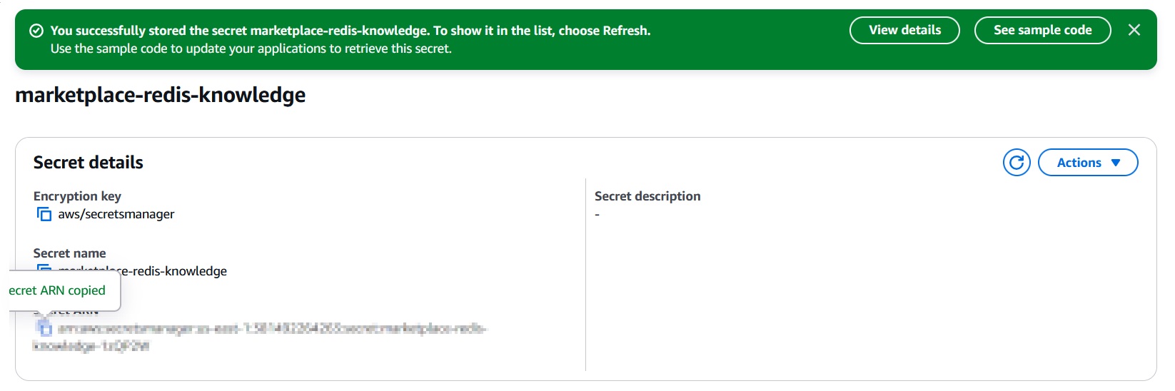 Amazon Bedrock Knowledge Bases marketplace Redis knowledged ARN Amazon Bedrock Knowledge Bases marketplace Redis knowledged ARN