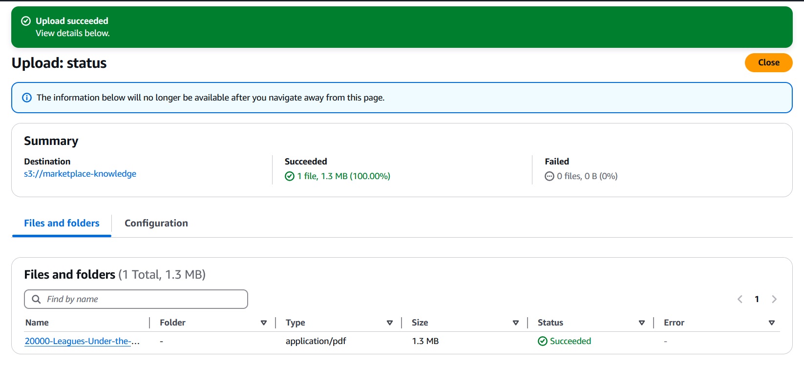 Marketplace knowledge bucket upload Marketplace knowledge bucket upload