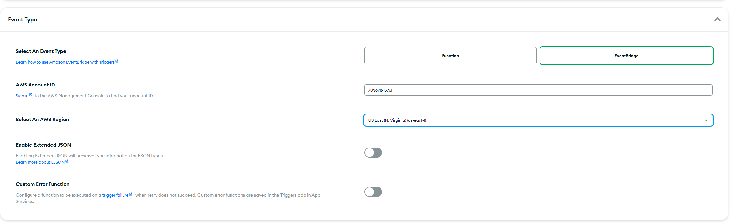 Select Amazon EventBridge