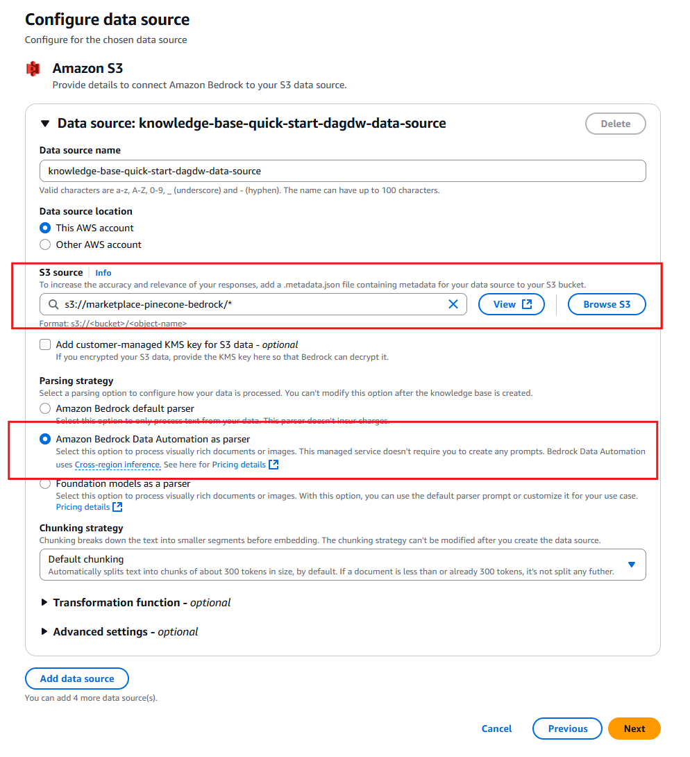 Configure data source