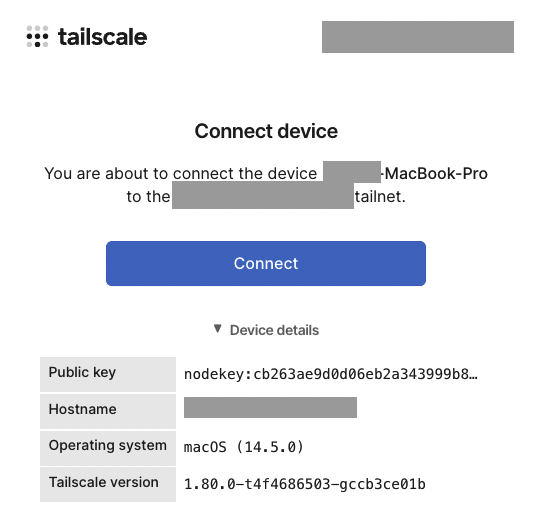 Tailscale connect device