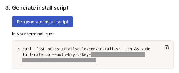 Tailscale generate install script