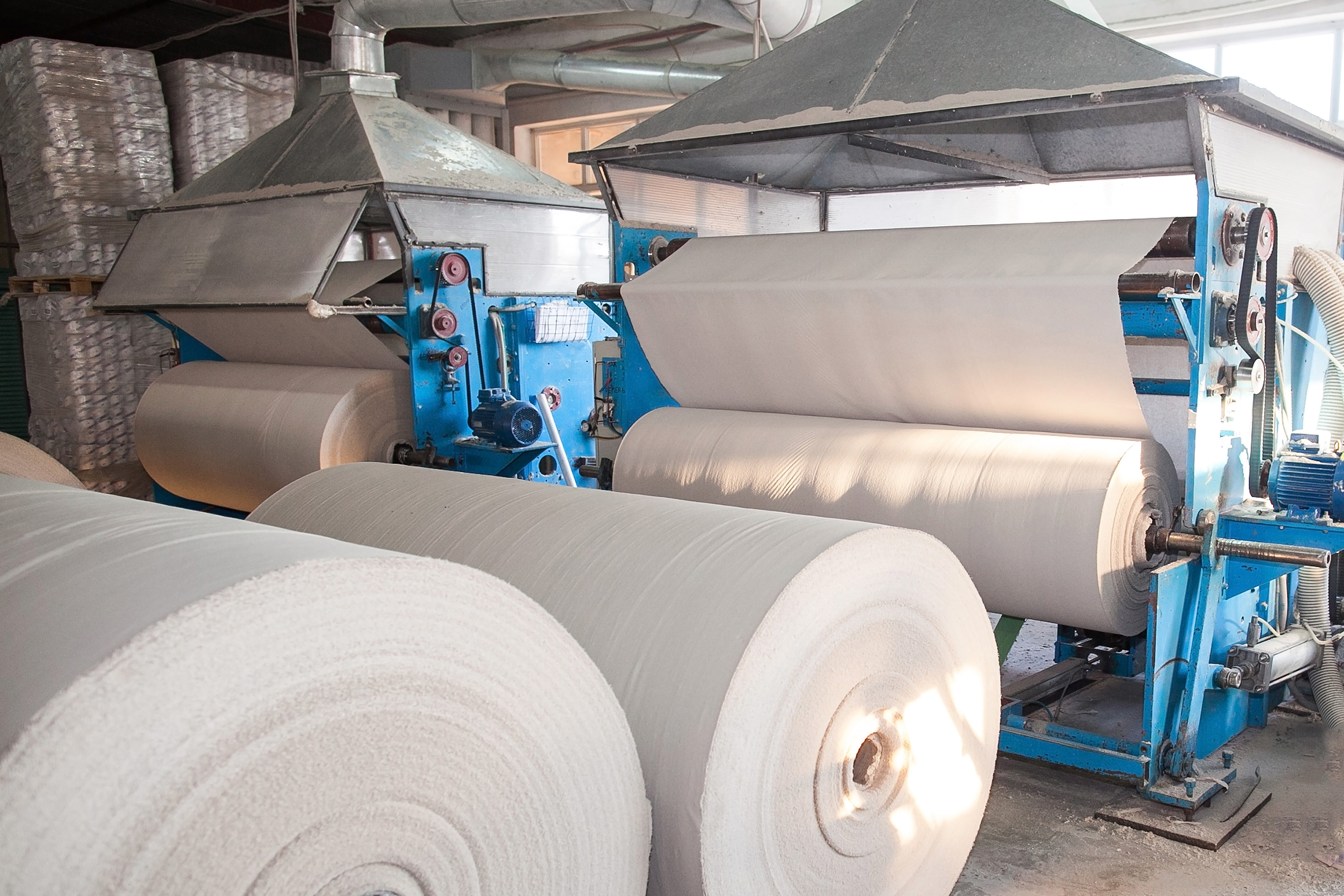 Paper production plant. Plant on production of paper towels. fragment of the industrial machine