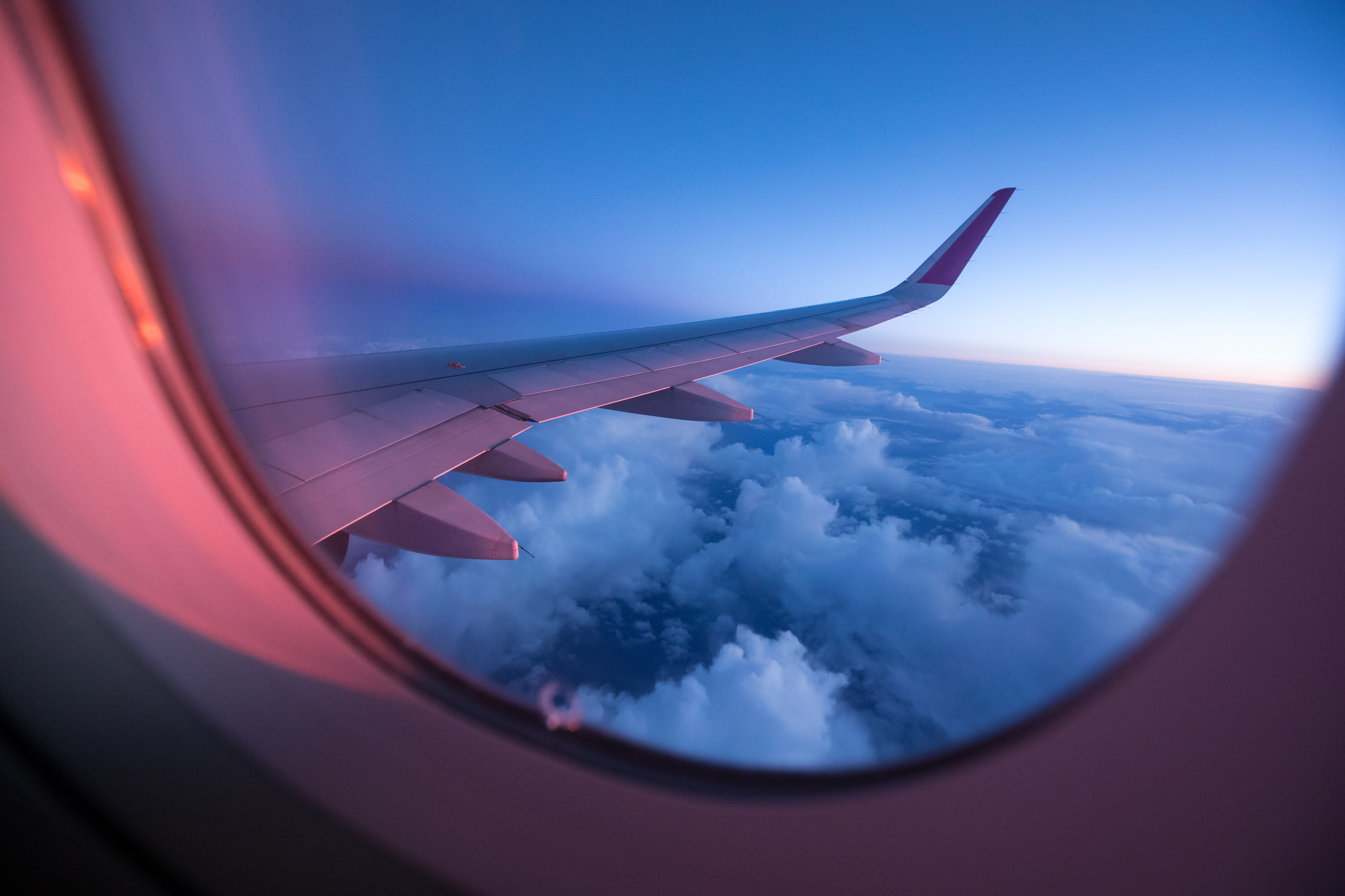 Sunset sky from the airplane window Sunset sky from the airplane window