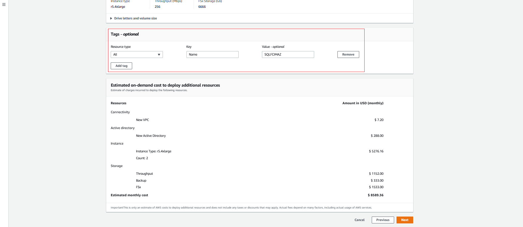 AWS Launch Wizard Define Infrastructure based or instance type based install