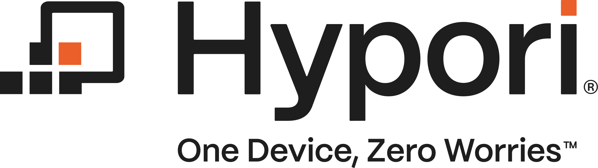 Hypori Logo. Tagline: One Device, Zero Worries