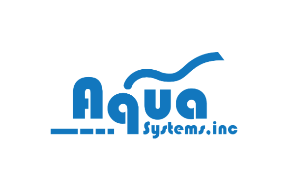 Logo for Aqua Systems Inc. in blue text with a stylized wave design above the company name.