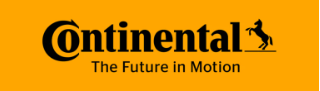 The Continental logo with the slogan 'The Future in Motion' on a yellow background.