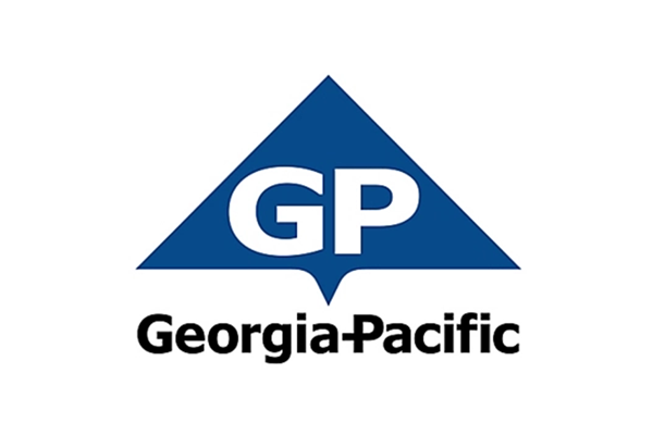 The Georgia-Pacific logo featuring a blue triangle with the letters 'GP' in white and the text 'Georgia-Pacific' below.