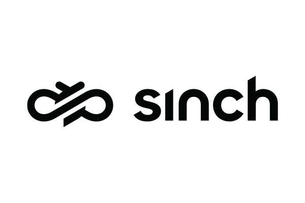 Sinch logo with black text on a white background.