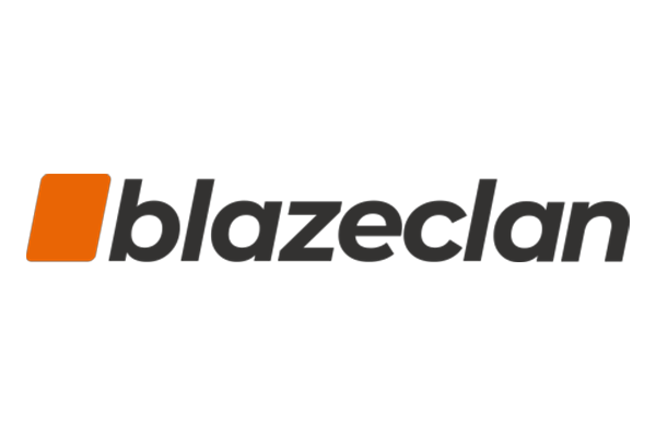 Blazeclan company logo with an orange rectangular icon and the word 'blazeclan' in black text.