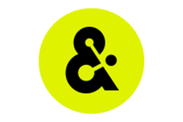 Amperity logo in black displayed on a bright yellow circular background.