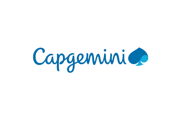 Capgemini logo in blue text with a spade symbol on a white background.