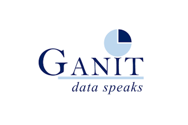 Ganit logo featuring the text 'data speaks' and a pie chart graphic above the company name.