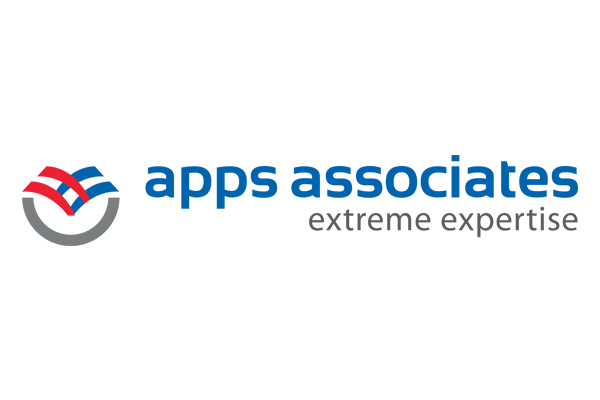 The logo of Apps Associates, featuring a stylized icon and the company name in blue and gray text.