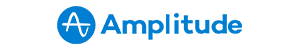 Amplitude logo in blue color, horizontal orientation on a transparent background