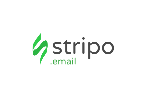 Stripo.email logo with green abstract icon and text on a white background.