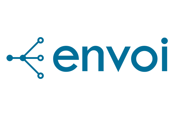 Envoi company logo with blue text on a transparent background.