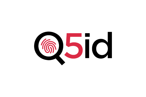 Q5id company logo with stylized red icon and text on a white background