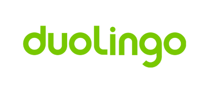 The Duolingo logo in green text on a white background.