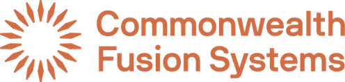 "Commonwealth Fusion Systems logo with an orange sunburst design."