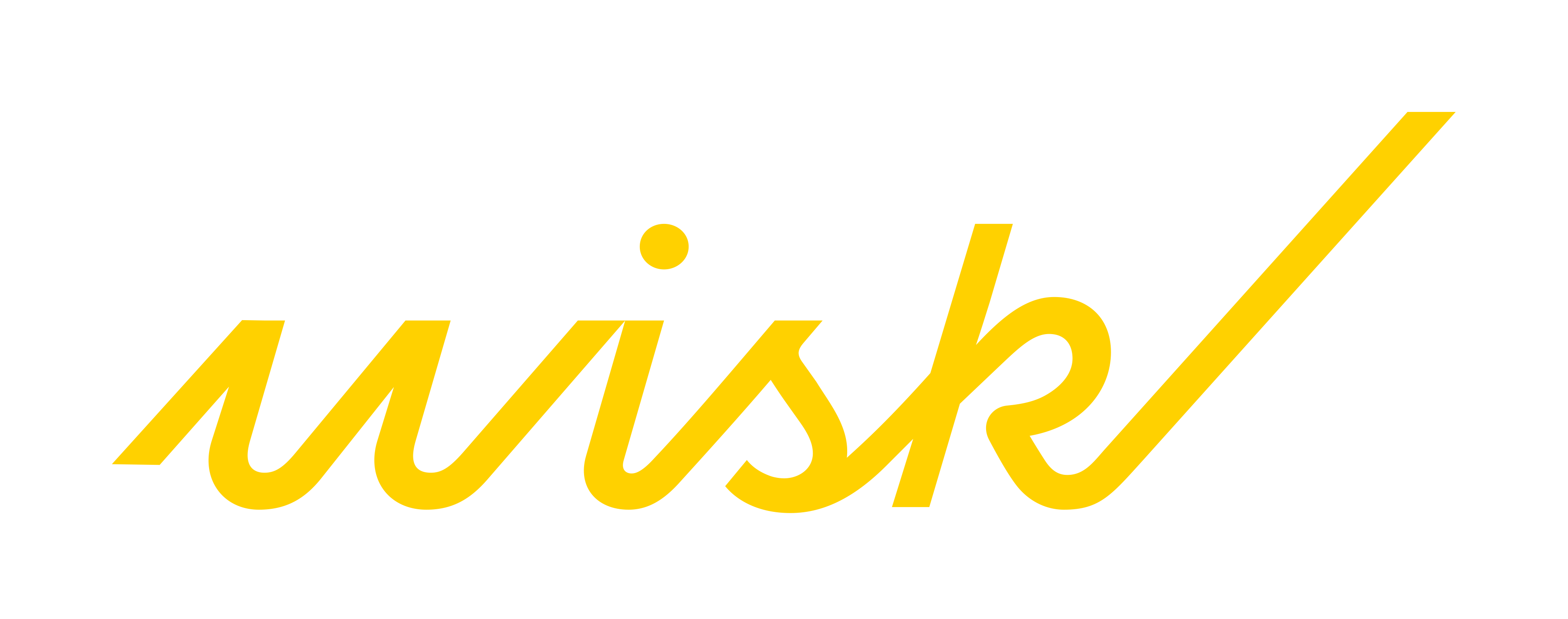 Yellow cursive text spelling "wisk" with a diagonal line extending from the "k" on a black background.
