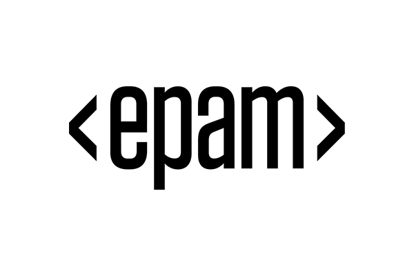 "EPAM logo with angular brackets surrounding the text."