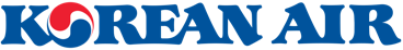 The official logo of Korean Air, featuring the airline's name in blue text with a red and blue circular symbol.