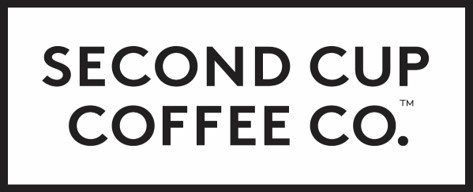 Logo of Second Cup Coffee Co. featuring the company name in bold, uppercase text within a black rectangular border.