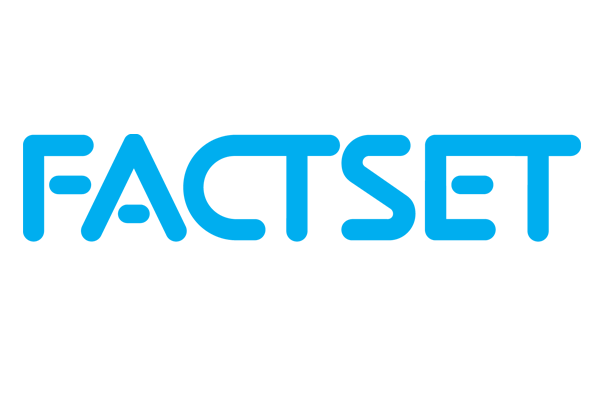 FactSet logo in blue text on a white background