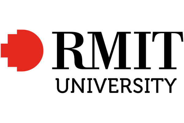 RMIT University logo featuring a red circle with a geometric cutout and black text.