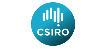 CSIRO logo featuring a blue circle with white vertical bars and text.
