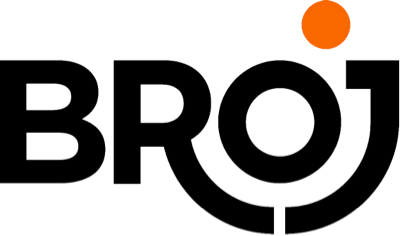 The Broj company logo featuring the word 'Broj' in stylized black text with an orange dot above the letter 'J'.