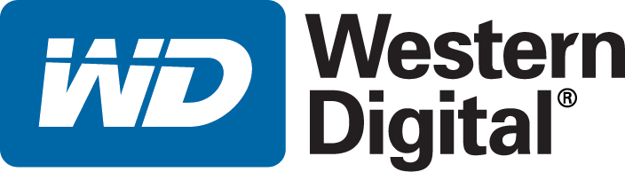 The Western Digital logo featuring the stylized letters 'WD' in white within a blue square, next to the words 'Western Digital' in bold black text.