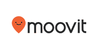 Moovit logo featuring an orange location pin with a smiley face next to the word 'moovit' in lowercase black letters.