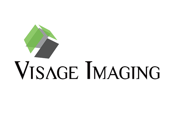 Logo of Visage Imaging featuring a geometric icon with green and gray shapes and the company name in stylized text.
