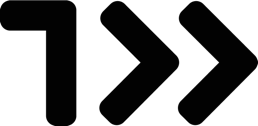 The image shows the Ticketleap logo, featuring a stylized arrow design composed of bold black lines forming three connected chevrons pointing to the right. The logo is simple and modern, representing forward movement.