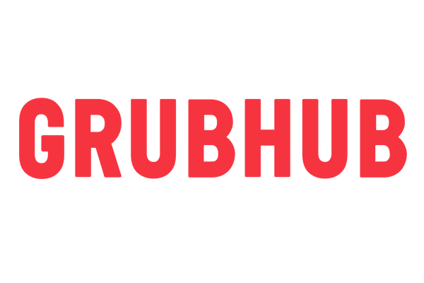 The Grubhub logo with bold red text on a white background.