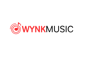 Logo for WYNK Music featuring a red musical note and circular design next to the word 'WYNK' in bold red letters.