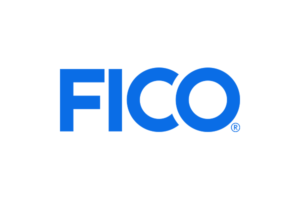 The official logo of FICO, shown as bold blue text on a transparent background.