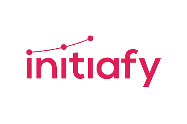 Initiafy logo with stylized text and dots connected by a line above the letters.