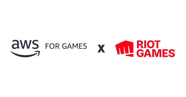 "Logos of AWS for Games and Riot Games side by side with an 'x' between them."